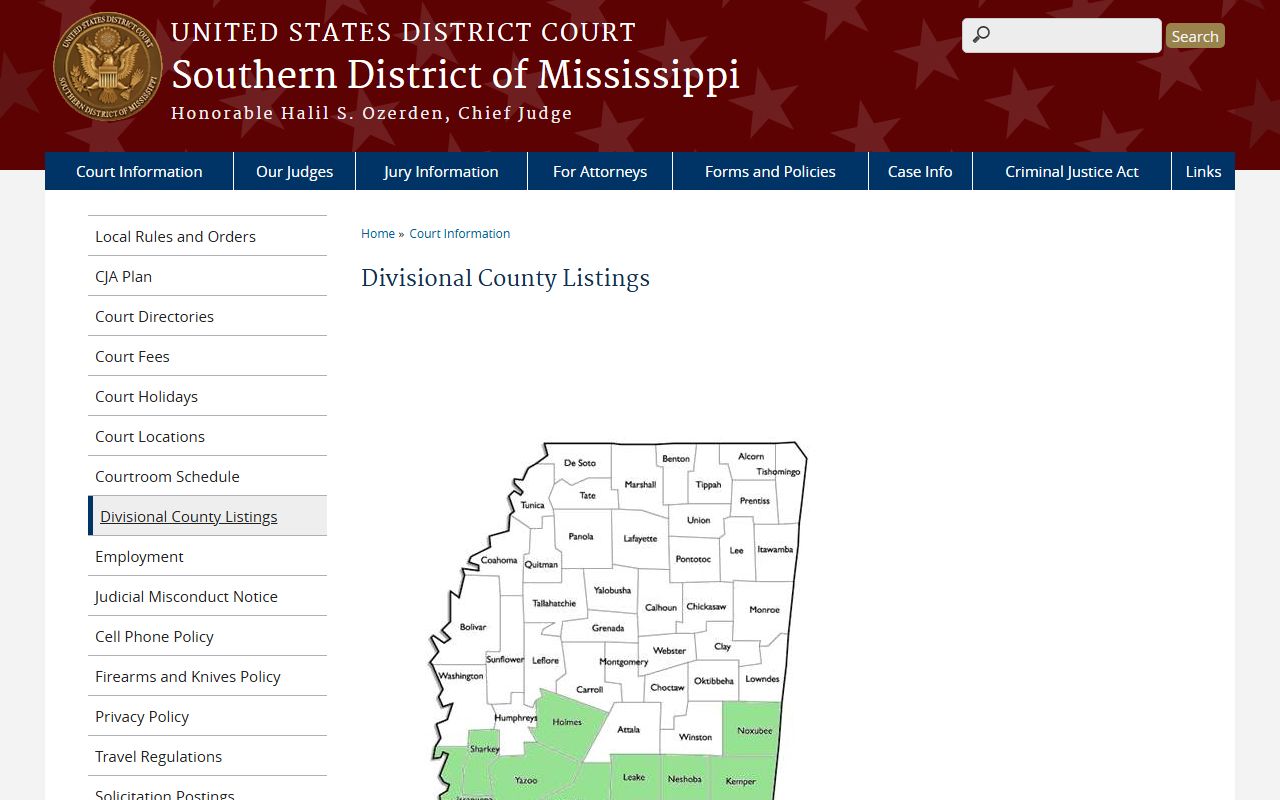 Jefferson County Circuit Court area within the Western Division of the Southern District of Mississippi