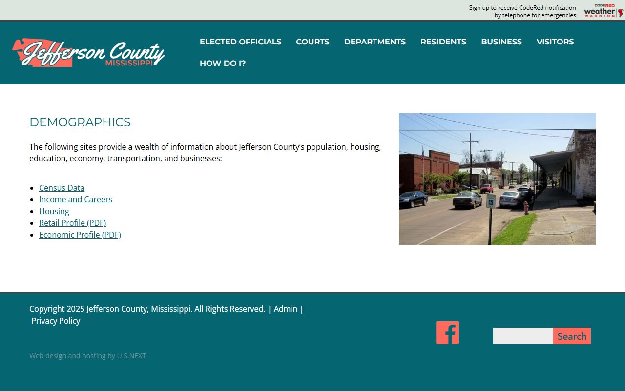 Jefferson County demographics page tied to local court records access