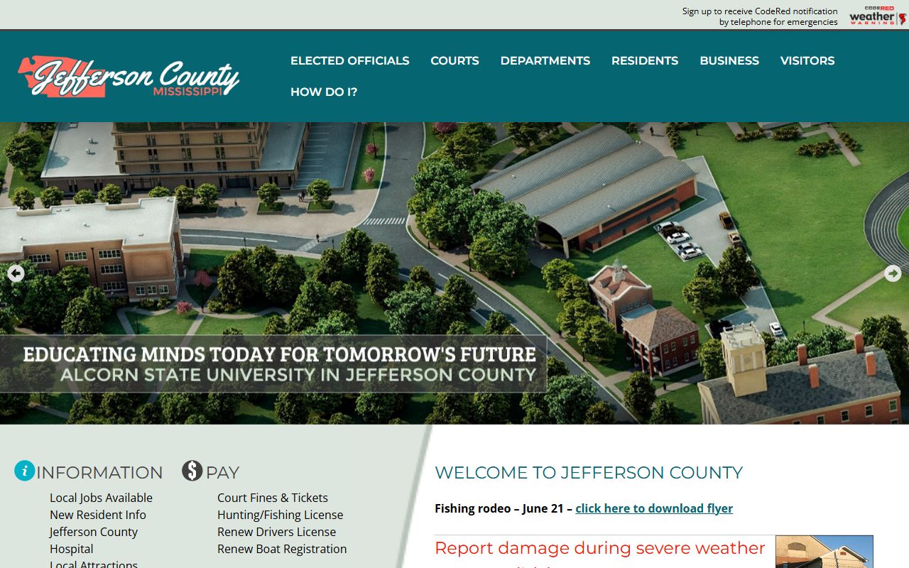 Official Jefferson County homepage linking to court records and forms