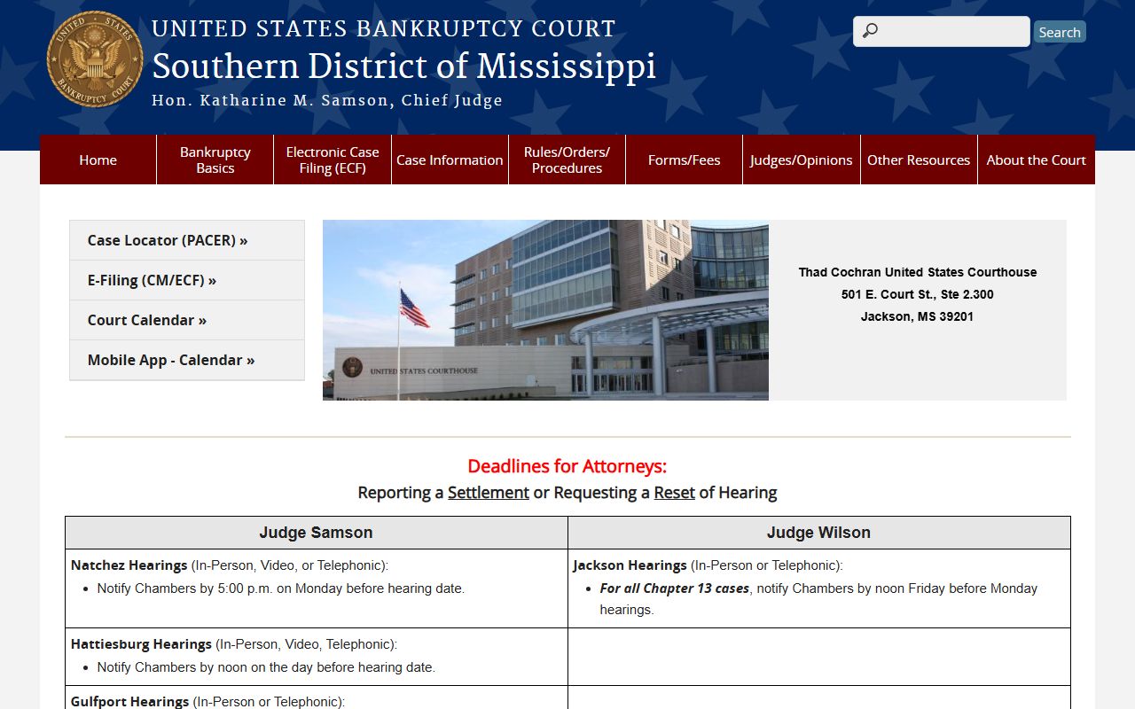 U.S. Bankruptcy Court for the Southern District of Mississippi, a federal estate and debt forum near Jefferson County
